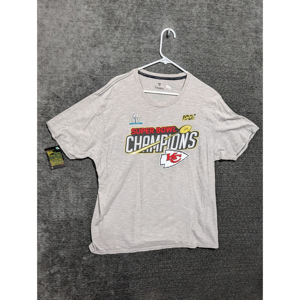 Fanatics Kansas City Chiefs Super Bowl LIV Champions Gray T-Shirt Mens XL NFL